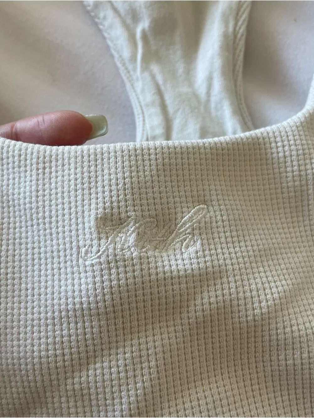 Keith White Ribbed Racerback Crop Top/ Sports Bra - Picture 5 of 6